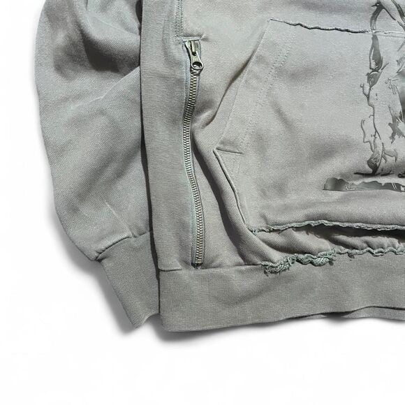 Premium Nike Designer Gray Hoodie wGold Spellout Graphic, zipper and patch sz M - Picture 3 of 5